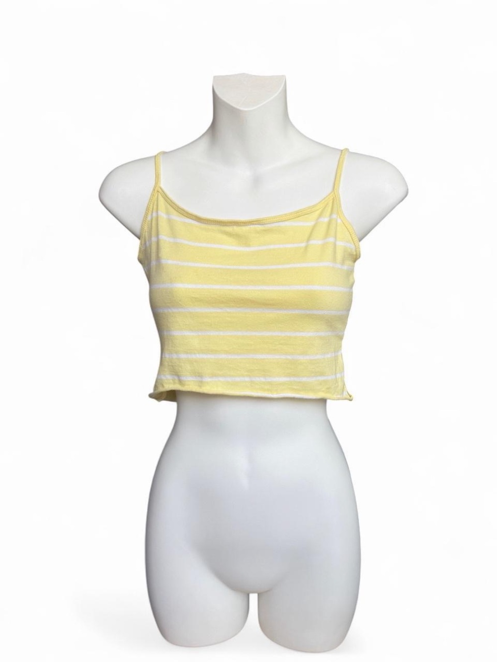 Forever 21 Yellow and White Striped Cropped Camisole